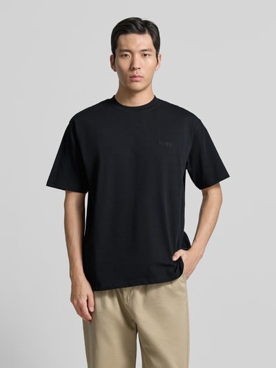 WOODBIRD T-shirt o kroju regular fit z czystej bawełny model „Baine” Czarny 4