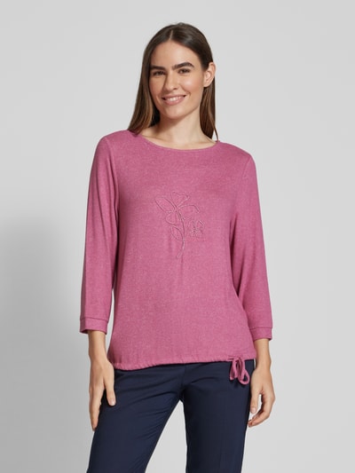 Tom Tailor Loose Fit Shirt aus weichem Viskose-Mix mit 3/4-Arm Pink Melange 4