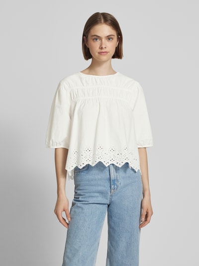 Pieces Szorty o kroju relaxed fit z czystej bawełny model ‘SALMINA’ Złamany biały 4