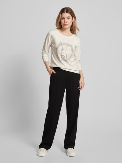 monari Regular fit stoffen broek met vaste persplooien Zwart - 1