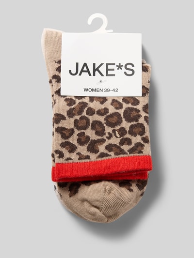Jake*s Casual Socken mit elastischem Rippenbündchen im 2er-Pack Sand 3