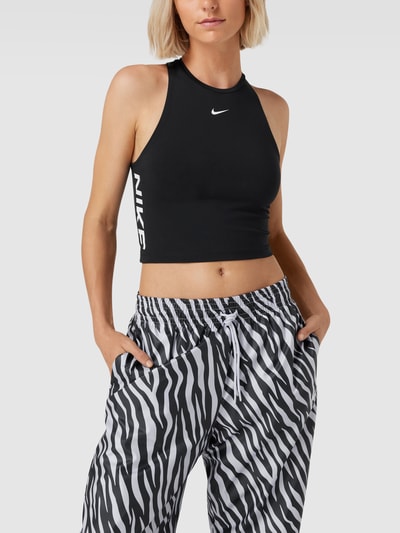 NIKE TRAINING Korte tight fit top met labelprints Zwart - 4