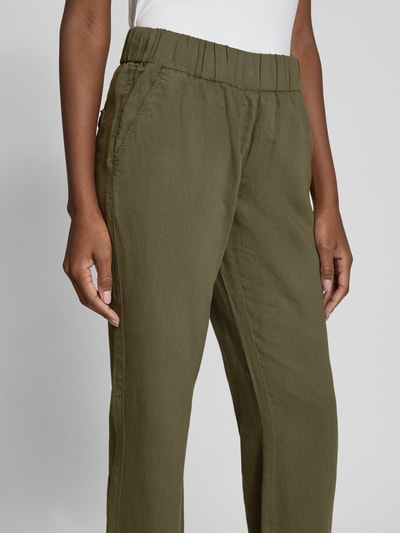 TONI Wide leg jeans met elastische band, model 'Pia' Olijfgroen - 3