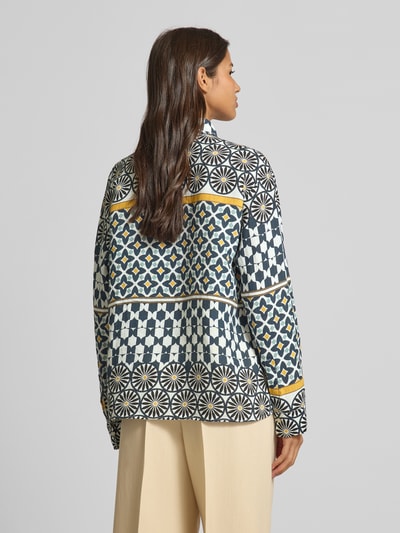 Marc O'Polo Regular fit linnen blouse met all-over motief Marineblauw - 5