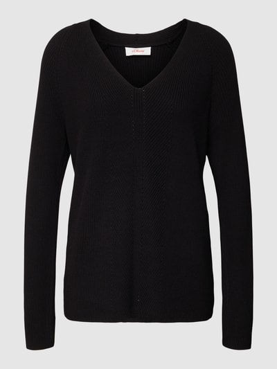 s.Oliver RED LABEL Strickpullover mit V-Ausschnitt Black 2