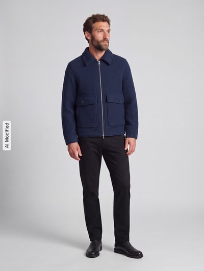 Selected Hemdjacke mit Zweiwege Reißverschluss Marine 1