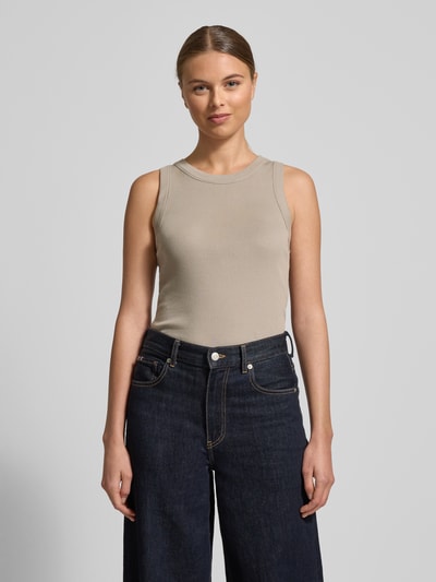 Drykorn Top met ronde hals, model 'OLINA' Steengrijs - 4