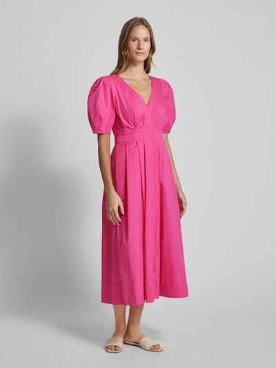 Ted Baker Midi-jurk met pofmouwen, model 'LEDRA' Felroze - 1