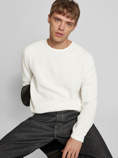 Jack & Jones Strickpullover mit gerippten Abschlüssen Modell 'GEORGE' Weiss 3