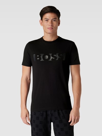 BOSS Green T-Shirt mit Label-Print und Rundhalsausschnitt Black 4