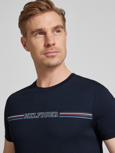 Tommy Hilfiger T-shirt met labelprint Marineblauw - 3