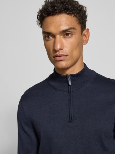 HECHTER PARIS Gebreide pulllover met opstaande kraag en ritssluiting Marineblauw - 3
