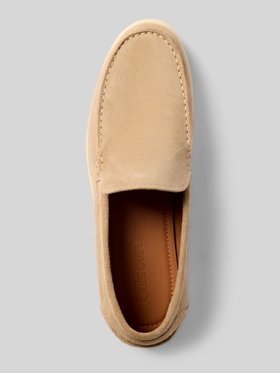 Produktfoto, loafersy Loafer aus echtem Leder Modell 'OWEN' von SELECTED HOMME, efekt: jednolity kolor, zaokrąglony nosek buta, płaska podeszwa z fakturą, wykończenie materiału: skóra welurowa, naturalna skóra.