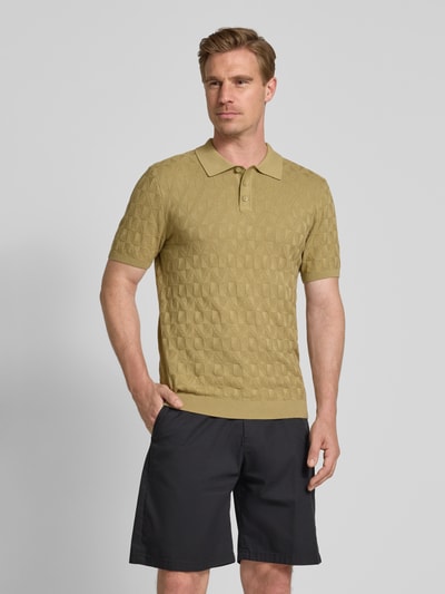 MCNEAL Regular fit gebreide polo met knoopsluiting Rietgroen - 4