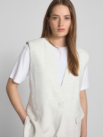 Copenhagen Muse Kamizelka z dekoltem w serek i kieszeniami z patką model ‘BRIE’ Złamany biały 3
