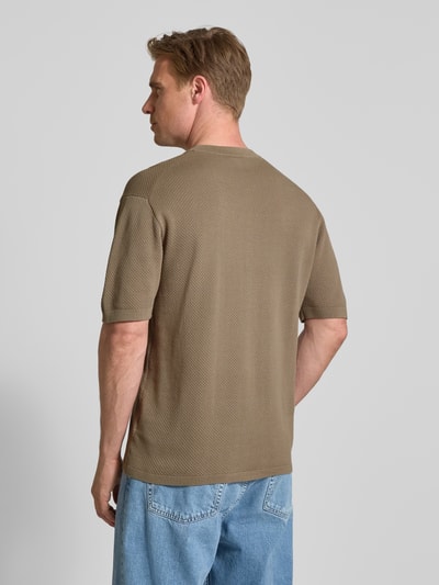Drykorn Gebreid shirt met structuurmotief, model 'Derico' Zand - 5