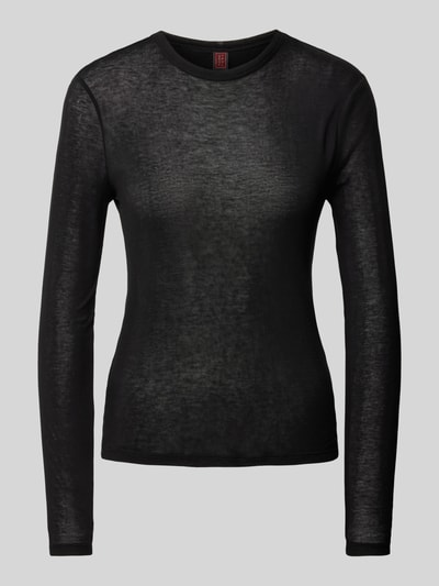 Stefanel Longsleeve in semitransparentem Design Black 2