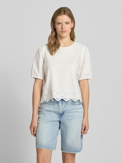 PIECES Relaxed Fit Blusentop aus reiner Baumwolle Modell 'ALMINA' Weiss 4