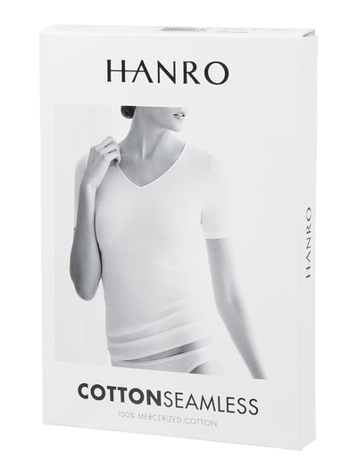 Hanro T-shirt van katoen, model 'Cotton Seamless' Wit - 3