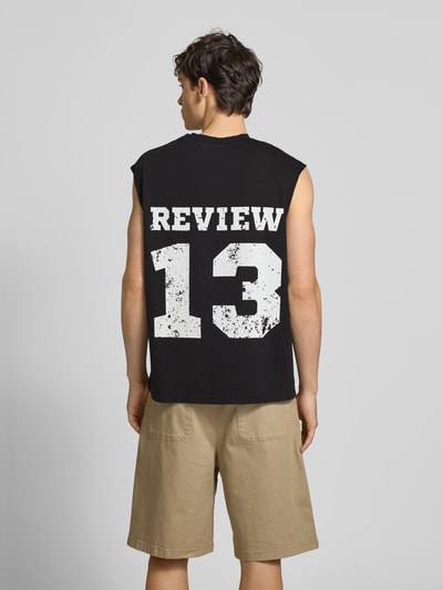 REVIEW Tanktop met labelprint Zwart - 5