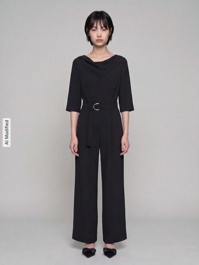 s.Oliver BLACK LABEL jumpsuit met strikceintuur Zwart - 4