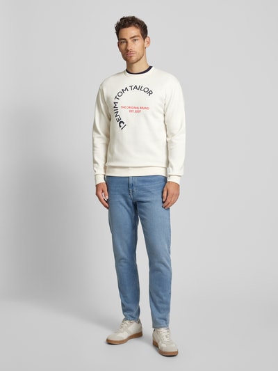 Tom Tailor Denim Sweatshirt mit Logo-Print Beige 1