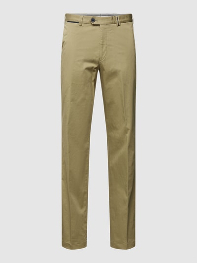 Hiltl Slim fit broek met persplooien, model 'PEAKER' Lichtgroen - 2