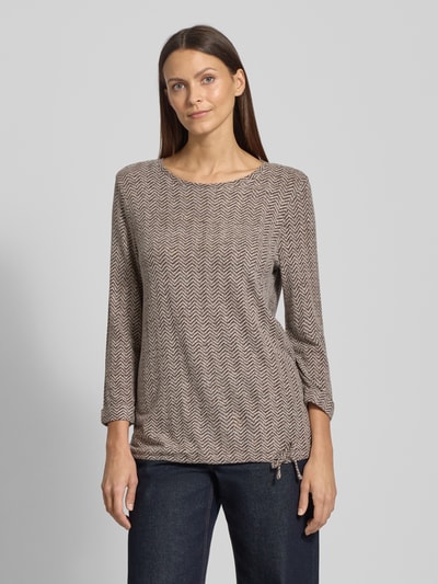 Tom Tailor Comfort fit shirt met lange mouwen van viscosemix Taupe - 4