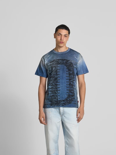 Diesel T-Shirt mit geripptem Rundhalsausschnitt Blau 4
