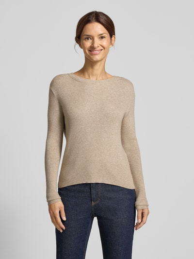 Vila Bluzka z długim rękawem z imitacji dzianiny model ‘Vicomfy’ Beżowy 4