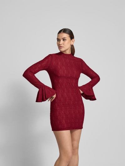 ROTATE Minikleid mit Stehkragen Bordeaux 4