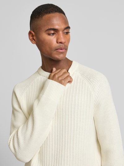 Tom Tailor Denim Regular Fit Strickpullover aus Baumwoll-Mix mit Strukturmuster Offwhite 3