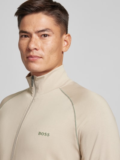 BOSS Sweatjack met labelstitching, model 'Mix&Match' Beige - 3