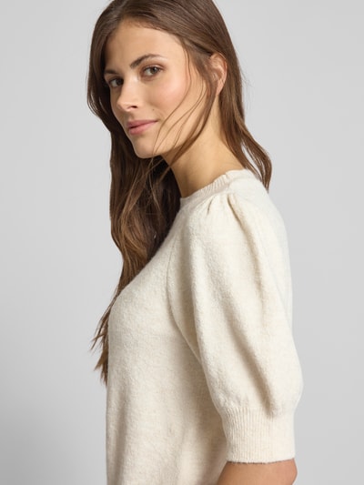 Vero Moda Regular Fit Strickpullover mit Puffärmeln Modell 'DOFFY' Offwhite 3