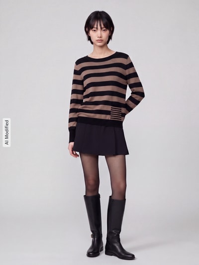s.Oliver BLACK LABEL sweter o kroju regular fit z mieszanki wiskozy Beżowy melanż 1