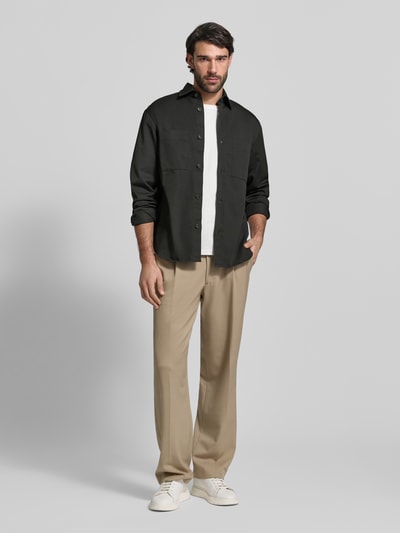 BOSS Relaxed Fit Hemdjacke aus reiner Baumwolle Modell 'H-OWEN-K-2PP-261' Khaki 1