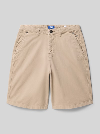 Productfoto, Bermudas met steekzakken model 'OWEN' van Jack & Jones, relaxed fit, katoen, beige kleur, duidelijke textuur