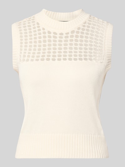 Produktfoto, Pullunder mit Rundhalsausschnitt von ARMANI EXCHANGE in Offwhite, Baumwoll-Mix mit Stretch, feine Rippenstruktur, Regular Fit
