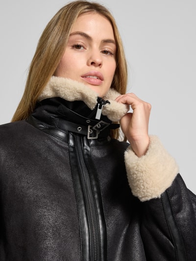 Jake*s Casual Relaxed Fit Jacke mit Zweiwege-Reißverschluss und Kunstfell Black 3