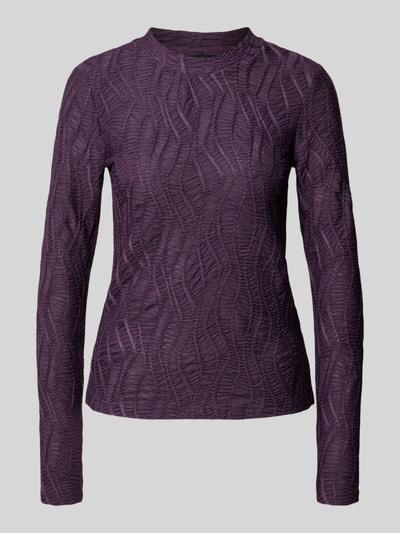 Produktfoto, Longsleeve mit Strukturmuster Modell 'JERI' von Cph Muse in Dunkellila, schmal geschnitten, Rundhalsausschnitt, Stretch-Material-Mix