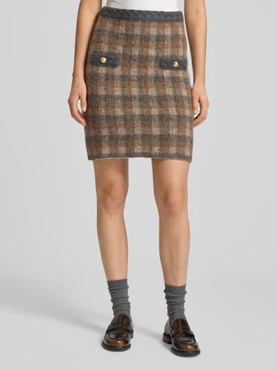 JOOP! Gebreide rok met knielengte in wolmix, model 'Kanda' Lichtgrijs - 4