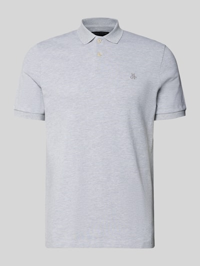 Produktfoto, Koszulka polo z wyhaftowanym logo od MARC O’POLO, bawełna, prosty krój, jednokolorowy styl, faktura drobna