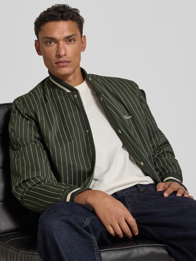 Les Deux Bomberjack met labelstitching, model 'Varsity Tech' Donkergroen - 3