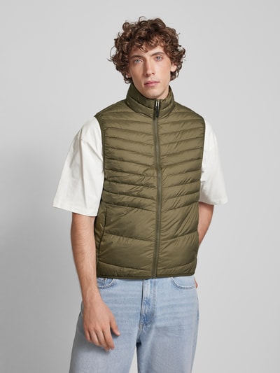 Jack & Jones Bodywarmer met opstaande kraag, model 'STATE' Olijfgroen - 4