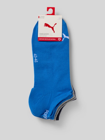 Produktfoto, Sneakersocken mit Logo im 3er-Pack van PUMA voor heren, katoenmix met stretch, nauwsluitende pasvorm, set van 3, blauw-grijs.