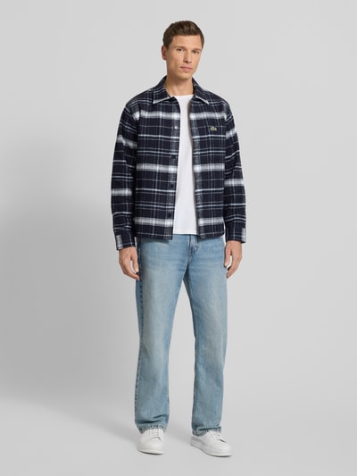 Lacoste Kurtka koszulowa o kroju oversized z czystej bawełny model ‘6CG’ Ciemnoniebieski 1