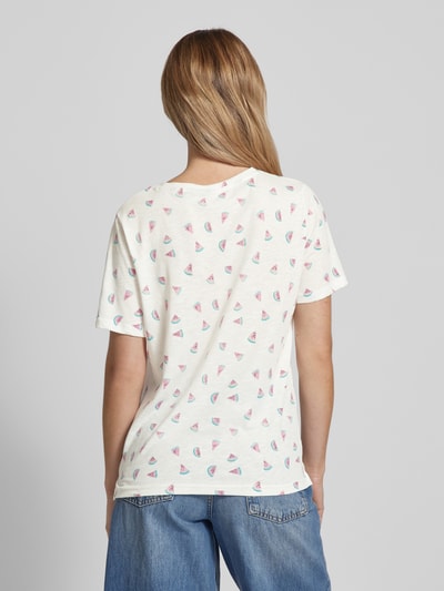 Fransa T-shirt met all-over motiefprint, model 'Hazel' Felroze - 5