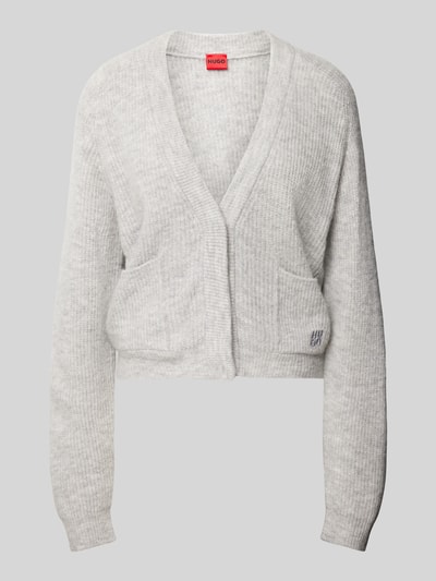 HUGO Gebreide cardigan met labelstitching, model 'Sarendety' Lichtgrijs gemêleerd - 2