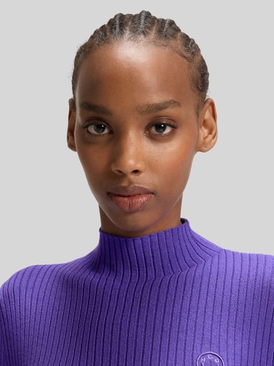 Hugo Blue Slim Fit Strickpullover mit Rippstruktur Modell 'SARMIE' Lila 3