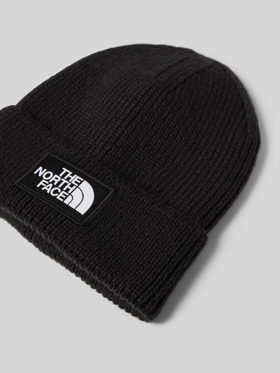 The North Face Beanie in gebreide look met logopatch, model 'Box' Zwart - 2